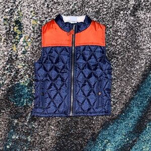 Kids' Quilted Vest in Navy and Orange